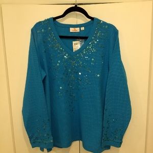 Quacker Factory Embellished Tunic Top NWT XL